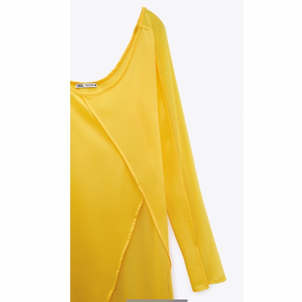 Zara asymmetric gauze flowy yellow dress - Picture 15 of 15